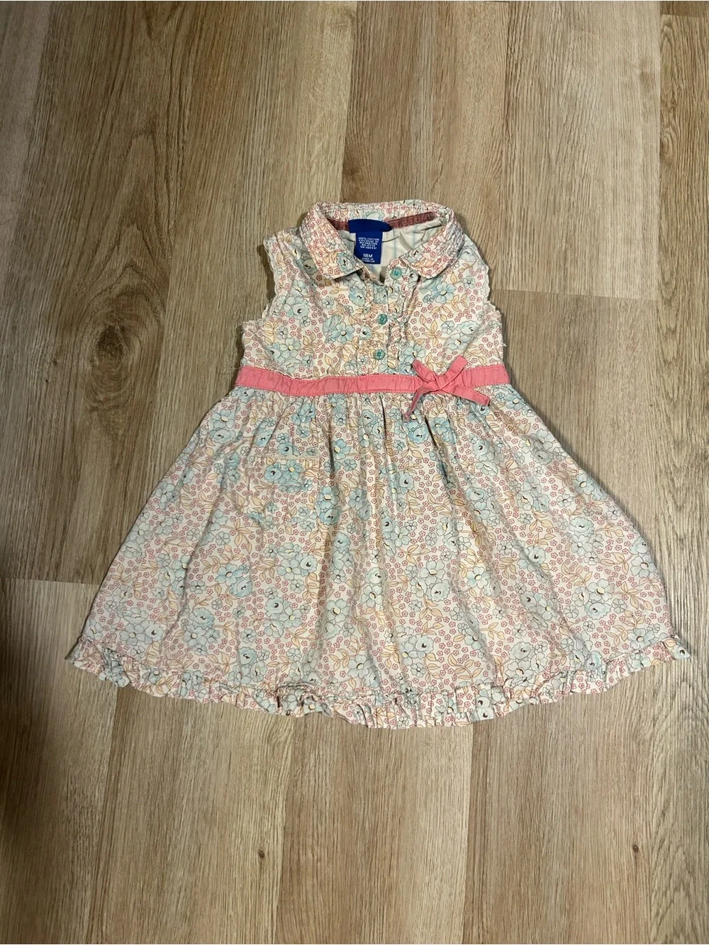 OshKosh B'gosh Pink Floral Sleeveless Dress with Bow Waistband